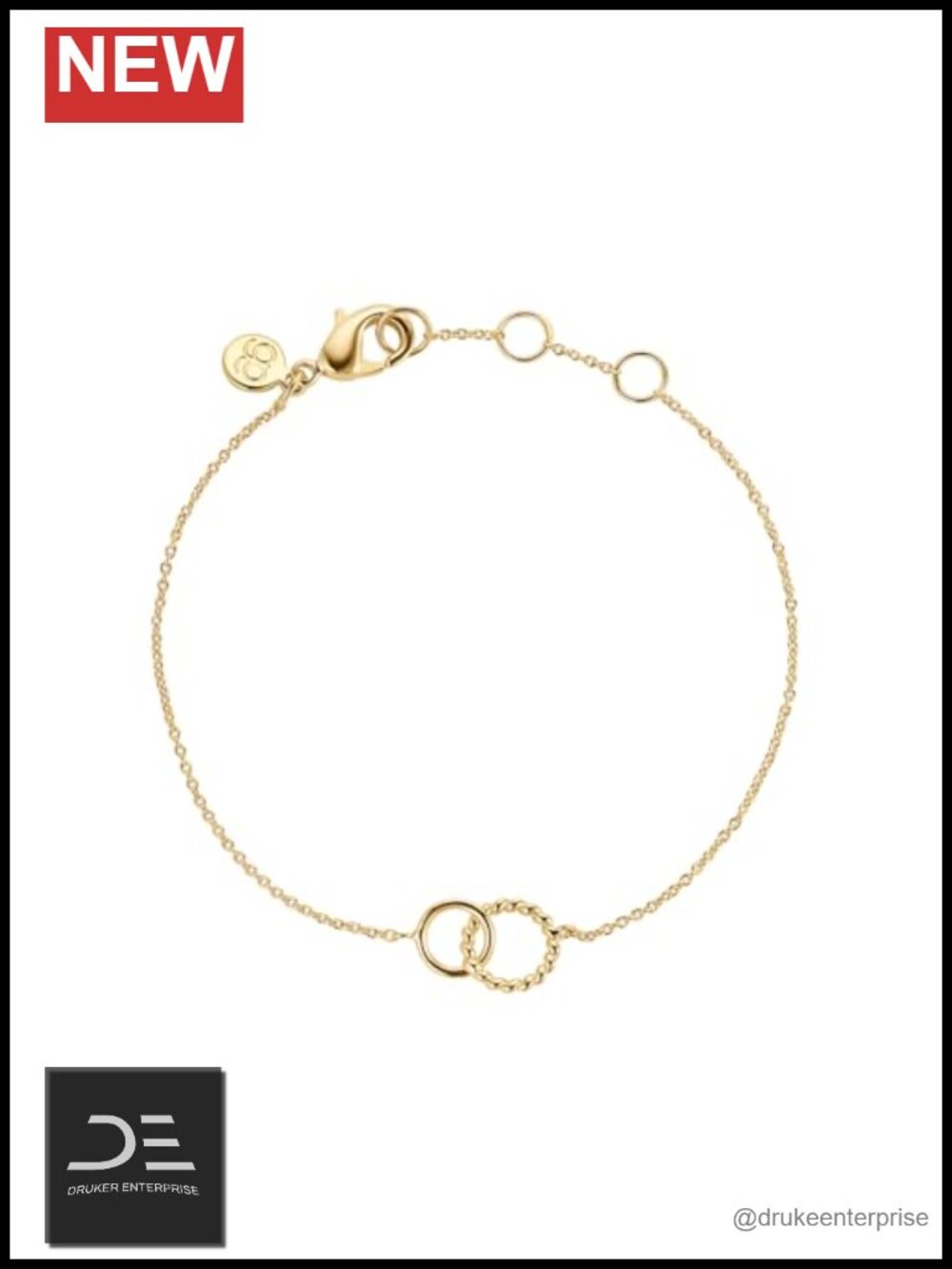 18k Gold Plated Adjustable Link Charm Bracelet for Women
